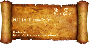 Milis Elemér névjegykártya